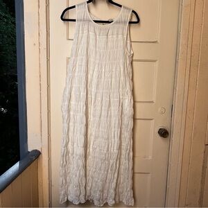 Max Studio white dress LG boho prairie coastal granola girl summer beach island